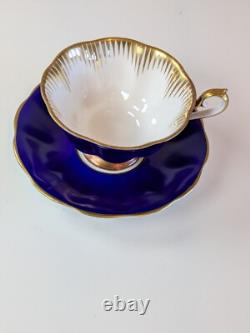 Vintage Royal Albert Teacups & Saucers Set 4 Rare Brights Avon Shaped Gold