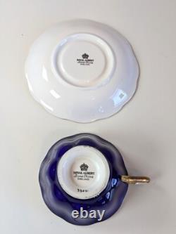 Vintage Royal Albert Teacups & Saucers Set 4 Rare Brights Avon Shaped Gold