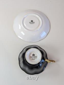 Vintage Royal Albert Teacups & Saucers Set 4 Rare Brights Avon Shaped Gold