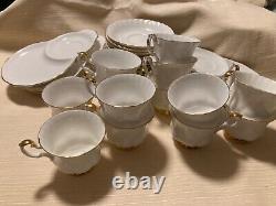 Vintage Royal Albert Val D'Or Tea Cups, saucers & Snack Plates White Gold Trim