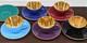 Vintage Royal Copenhagen Aluminia Confetti Gold Demitasse Espresso Cups Saucers