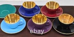 Vintage Royal Copenhagen Aluminia Confetti Gold Demitasse Espresso Cups Saucers