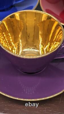 Vintage Royal Copenhagen Aluminia Confetti Gold Demitasse Espresso Cups Saucers