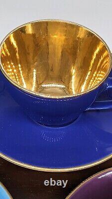 Vintage Royal Copenhagen Aluminia Confetti Gold Demitasse Espresso Cups Saucers