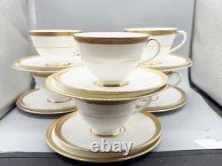 Vintage Royal Doulton Royal Gold Bone China Gilt Teacups Saucers Plate Trio X6