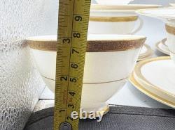 Vintage Royal Doulton Royal Gold Bone China Gilt Teacups Saucers Plate Trio X6