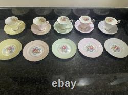 Vintage Royal Standard Tea Cups Saucers And Cake plates. Pastel Colour