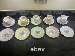 Vintage Royal Standard Tea Cups Saucers And Cake plates. Pastel Colour