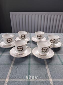 Vintage Royal Tara Claddagh 6 Tea Cups & 6 Saucers with Gold Trim
