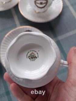 Vintage Royal Tara Claddagh 6 Tea Cups & 6 Saucers with Gold Trim