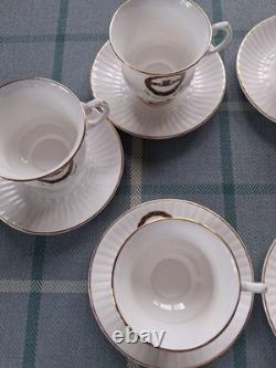 Vintage Royal Tara Claddagh 6 Tea Cups & 6 Saucers with Gold Trim
