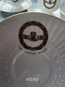 Vintage Royal Tara Claddagh 6 Tea Cups & 6 Saucers with Gold Trim