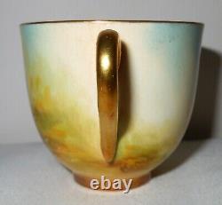 Vintage Royal Worcester Signed Maybury, Gilded, Hand Painted Cup & Saucer