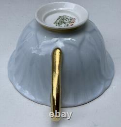 Vintage SHELLEY Blue OLEANDER Shape Cup & Saucer with CHINTZ Primrose & Gold