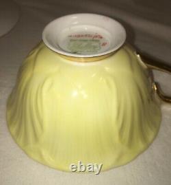 Vintage SHELLEY Yellow OLEANDER Shape Cup & Saucer MARGUERITE Chintz Gold