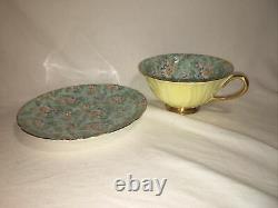 Vintage SHELLEY Yellow OLEANDER Shape Cup & Saucer MARGUERITE Chintz Gold