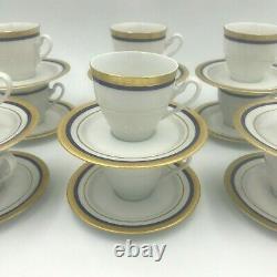 Vintage Scherzer Bavaria Demitasse Set of 12 Cups Saucers Blue Gold Encrusted SH