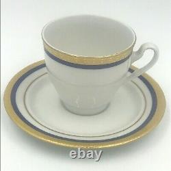 Vintage Scherzer Bavaria Demitasse Set of 12 Cups Saucers Blue Gold Encrusted SH