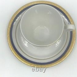 Vintage Scherzer Bavaria Demitasse Set of 12 Cups Saucers Blue Gold Encrusted SH