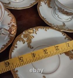 Vintage Set of 8 Tea Cups & Saucers Wawel Recznie Malowane Gold WAV19 Poland
