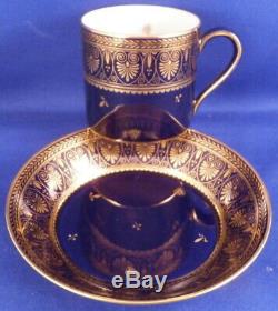 Vintage Sevres Cobalt Blue & Gold Porcelain Cup & Saucer Porzellan Tasse #2