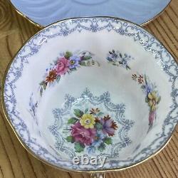 Vintage Shelley Bone China Oleander Pale Blue Floral Gold Trim Cup & Saucer