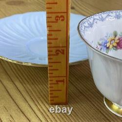 Vintage Shelley Bone China Oleander Pale Blue Floral Gold Trim Cup & Saucer