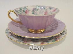 Vintage Shelley Oleander Summer Glory Trio Tea Cup, Saucer & Plate Lavender Gold