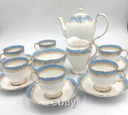 Vintage Starline Coffee Set by Salisbury Fine Bone China Powder Blue & Gold