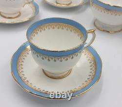 Vintage Starline Coffee Set by Salisbury Fine Bone China Powder Blue & Gold
