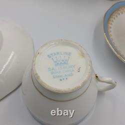 Vintage Starline Coffee Set by Salisbury Fine Bone China Powder Blue & Gold