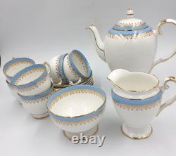Vintage Starline Coffee Set by Salisbury Fine Bone China Powder Blue & Gold