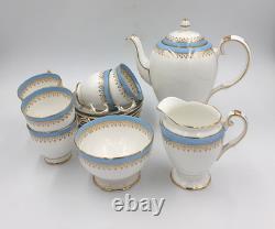 Vintage Starline Coffee Set by Salisbury Fine Bone China Powder Blue & Gold