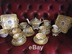 Vintage Tea set Copeland Spode 29 piece handpainted Cups Plate Saucer teapot