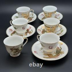 Vintage Victoria China Dragon Demitasse Set 5 Cups Saucers Gold Hand Painted Vintage Victoria China Dragon Demitasse Set 5 Cups Saucers Gold Hand Painted