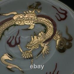 Vintage Victoria China Dragon Demitasse Set 5 Cups Saucers Gold Hand Painted