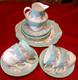 Vintage Wedgwood Buxton W4131 Turqoise/white/gold Tea Set 15pc, 1960's