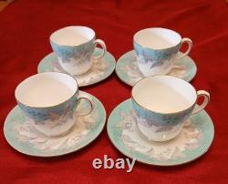 Vintage Wedgwood Buxton W4131 Turqoise/White/Gold Tea Set 15pc, 1960's