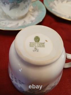 Vintage Wedgwood Buxton W4131 Turqoise/White/Gold Tea Set 15pc, 1960's