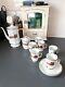 Vista Alegre Coimbra White Gilded Pearlescent Coffee Set Pot & 6 Cups & Saucers