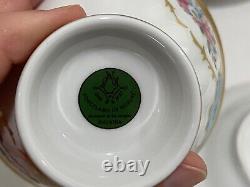 Vtg Antique Bavarian Porcelain Set 11 Tea Cups & Saucers w Blue Gold Floral Dec