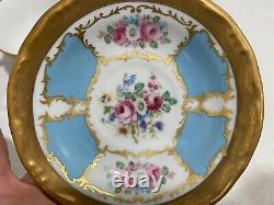 Vtg Antique Bavarian Porcelain Set 12 Demitasse Cups & Saucers Blue Gold Floral