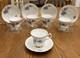 Vtg Consort Fine Bone China England (5) Tea Cups/saucers Gold Trim Blue Flowers