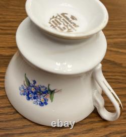 Vtg Consort Fine Bone China England (5) Tea Cups/Saucers Gold Trim Blue Flowers