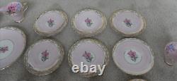 Vtg H&m Sutherland Bone China Scallop Teacup Trios Set Floral Design Gold Gilt