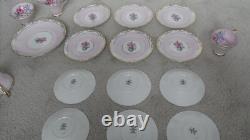 Vtg H&m Sutherland Bone China Scallop Teacup Trios Set Floral Design Gold Gilt