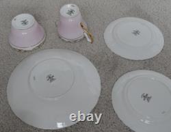 Vtg H&m Sutherland Bone China Scallop Teacup Trios Set Floral Design Gold Gilt