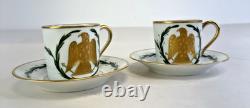 Vtg Limoges France Napoleonic Gold Eagle Porcelain Demitasse Cup & Saucer Set