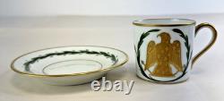 Vtg Limoges France Napoleonic Gold Eagle Porcelain Demitasse Cup & Saucer Set