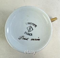 Vtg Limoges France Napoleonic Gold Eagle Porcelain Demitasse Cup & Saucer Set